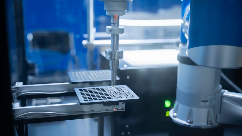 Close-up of robotic arm automating lab processes with precision